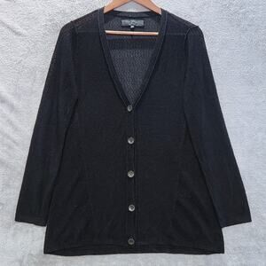Rag & Bone Womens Black Oversized Thin Knit Gauzy Button Up Cardigan Size XS
